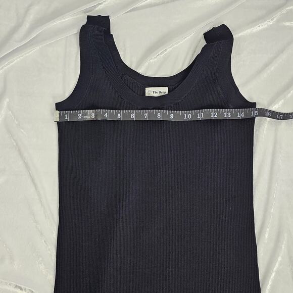 The Drop Yasmin Black Side Slit Rib Knit Midi Tank Dress Women's Size L NWT - Picture 11 of 14